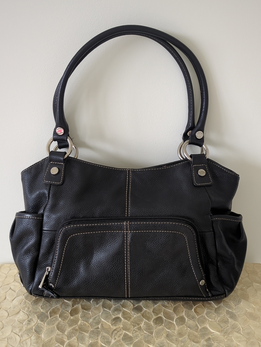 Classic Black Leather Shoulder Bag (NWOT)